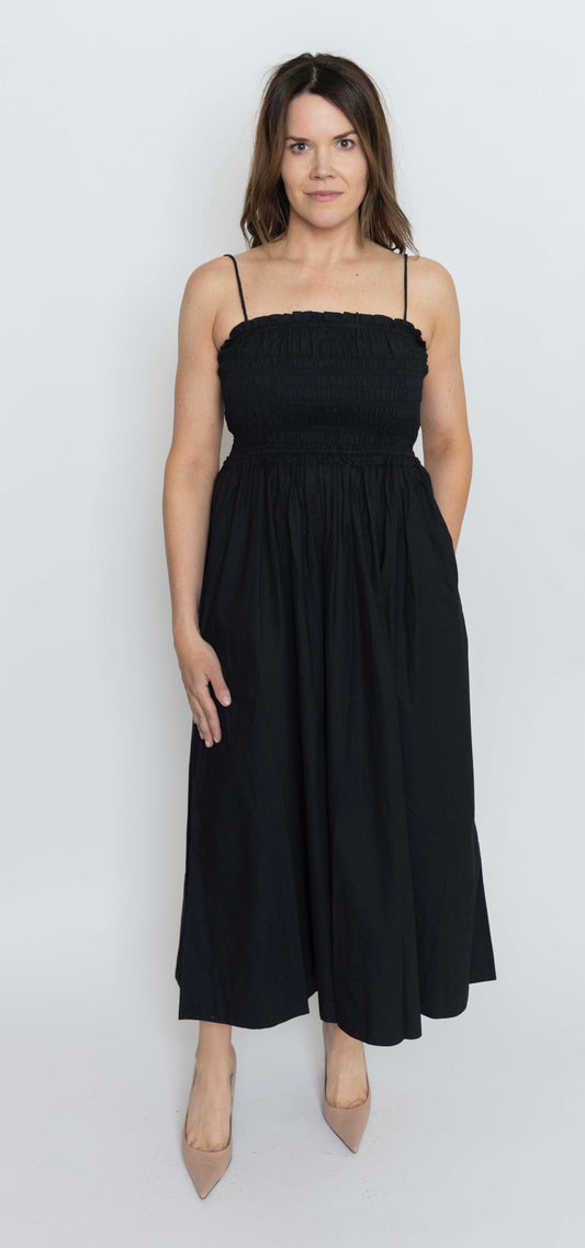 PORTA SMOCKED SPAGHETTI DRESS